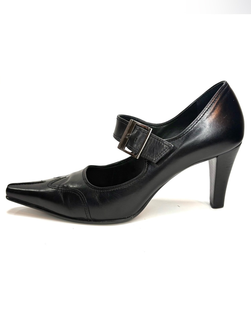 Franco Sarto Black Leather Mary Jane Pumps | 10 - Picture 8 of 9